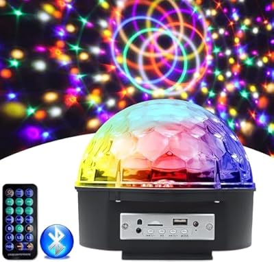 Bluetooth Disco Ball Lamp, 7 Modes Stage Strobe Party Light with Remote, DJ Stage Light Dance Parties Decorations Lights, Disco Light Ball for Christmas Dance Parties Karaoke Bar Home (Colorful)