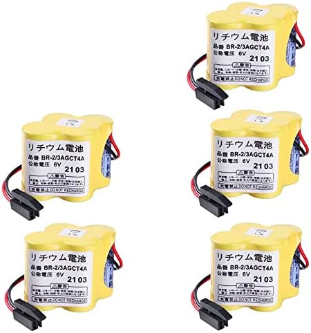 Miniatura 1 de 5 Pack Battery BR-23AGCT4A 6V 4400mAh PLC Battery for FANUC A98L-0031-0025,A06B-6114-K504 CNC System (5, Black Plug)