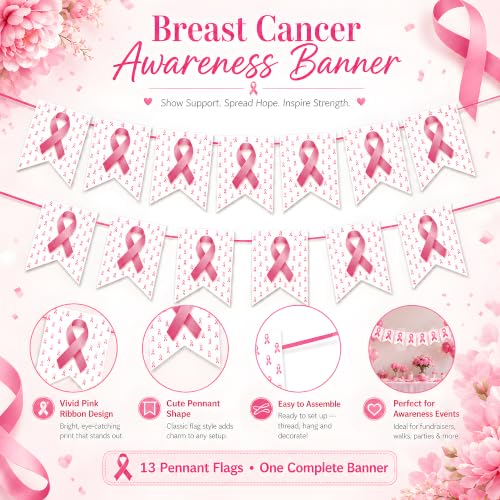 Image of Breast Cancer Decorations - Pink Ribbon Breast Cancer Awareness Banner