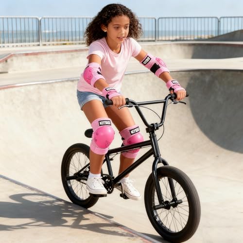 Kids 6 in 1 Skate Protective Gear Set, Pink, M - image 8