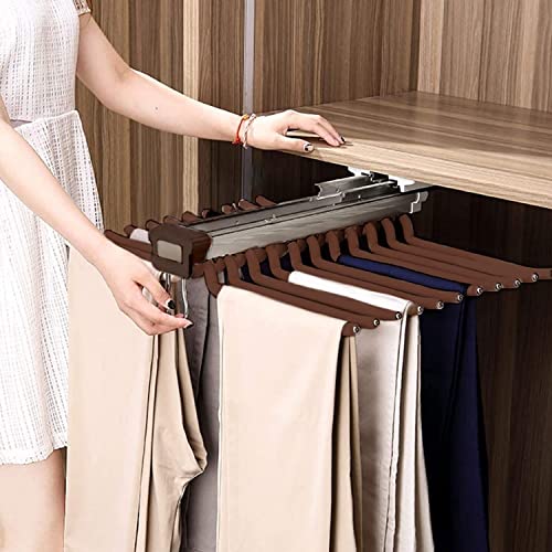 Nisorpa Pantalonero extraíble de 22 Brazos, pantalonero Extensible de Doble Fila para Pantalones Que Ahorra Espacio, Color marrón