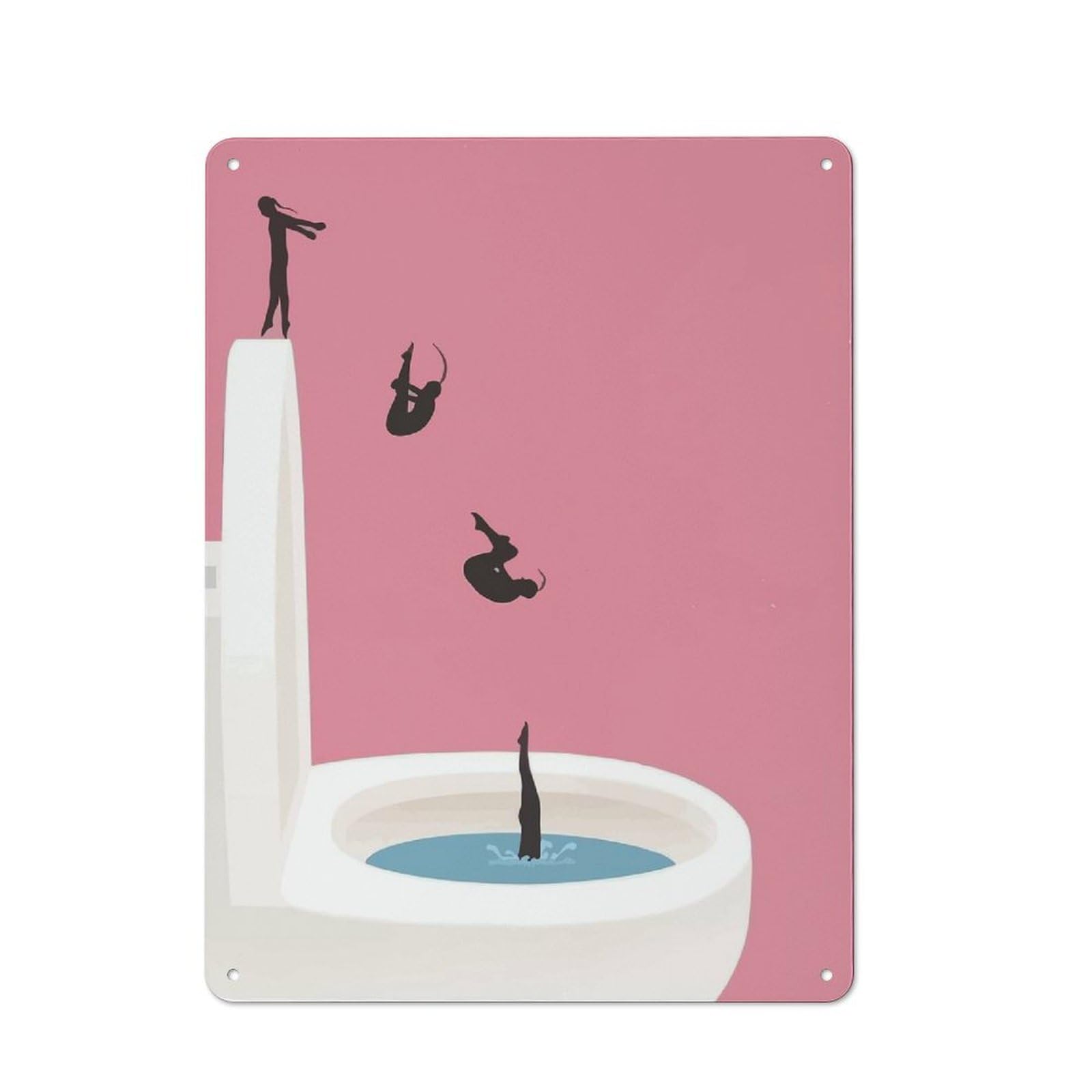 Junmoney Style-13 Toilet Diving Sequence Workshop Style Metal Wall Decor 40X30cm, Decorative Metal Plaque For Garage, Workshop, Shed Or Utility Room