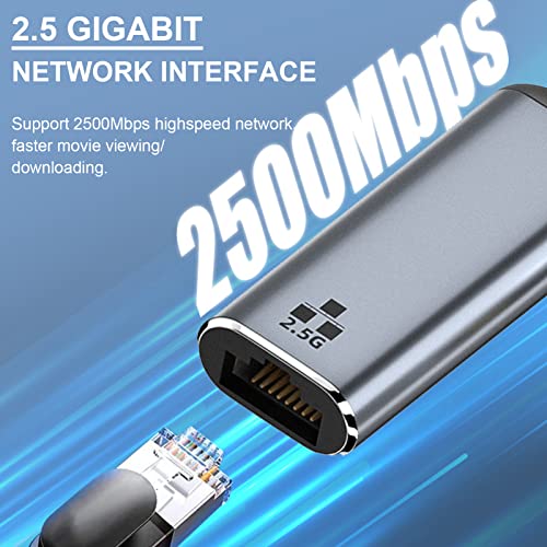 Adaptador USB C para Ethernet 10 100 1000 2500Mbps, USB Tipo C para RJ45 2,5G Gigabit Ethernet LAN A