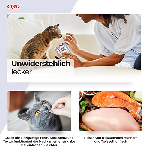 INABA Juicy Bites 98% Hühnerfleich 29% Protein, Reich an Hähnchen und Thunfisch Katzenleckerlis, Getreidefrei, Zuckerfrei, Keine Nebenerzeugnisse, Premium Cat Treats aus Japan