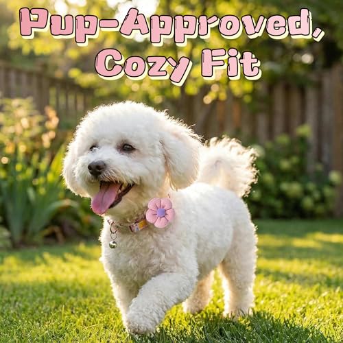 Floral Dog Collar with Bell and Flower, Cute Dog Collar for Puppy Small Medium Large Dogs, Pink Girl Dog Collar for Female/Male Dog Birthday Wedding Photo Props - Image 6