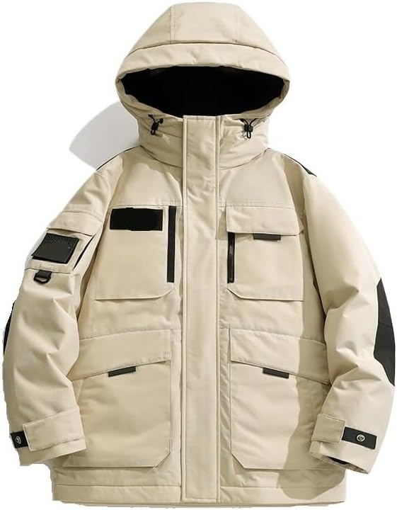 Mens Hooded Down Jacket Winter Outdoor Casual Warm Cold Ski Puffer Jackets