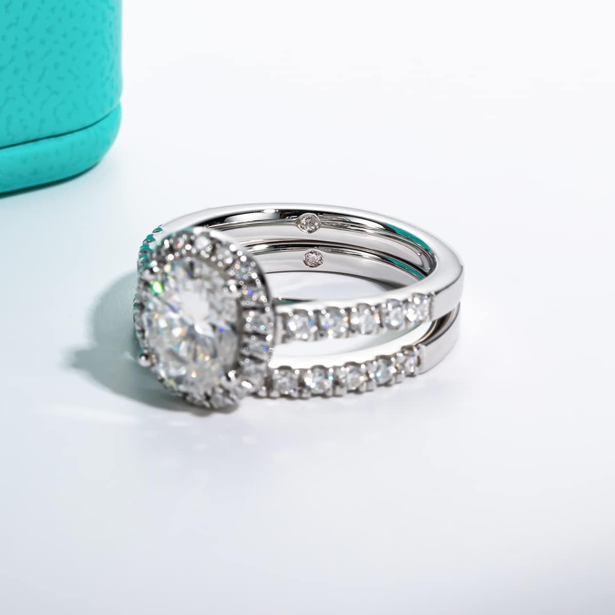 AnuClub Radiant/Oval Moissanite Engagement Ring Set, D Color VVS1, 925 Sterling Silver Promise Anniversary Ring for Women, Elegant Gift Packed - Image 6