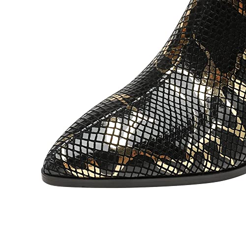 TinaCus Handmade Women's Assorted Color Genuine Leather Rhinestones Printed Pointed Toe Mid Spool Heel Ankle Boots Shoes3