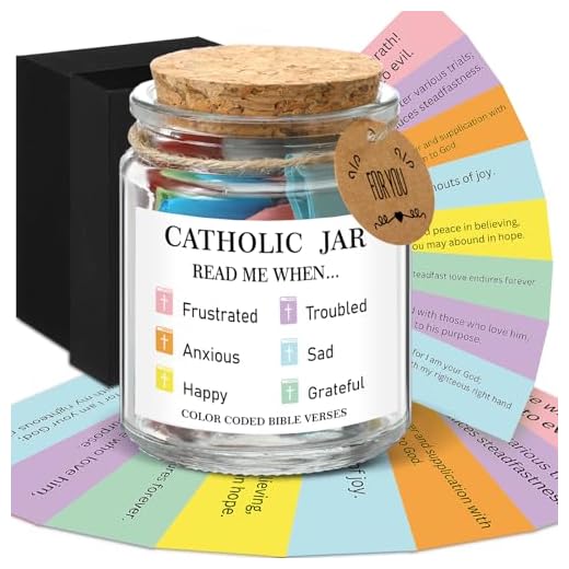 Lunmon Catholic Bible Verse Jar, Color Coded Bible Verse Cards for Women