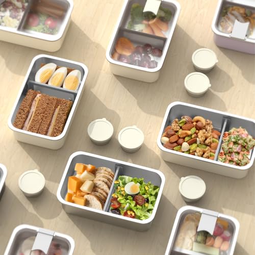 Image of Bakpoco Stainless Steel Bento Lunch Box for Adult, 42oz Leak-Proof Lunch Box Containers, Microwave-Safe, with Adjustable Divider, Convenient Metal Lunchbox for Work, Travel