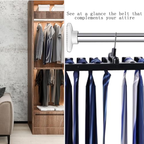 2 Stück Gürtel Aufbewahrung mit 10 Steckplätzen Krawattenhalter 360°Drehbarer Gürtelhalter Geeignet für BHS Hosenträger Schals und Hut Wodurch Platz im Schrank Gespart Wird (Schwarz)