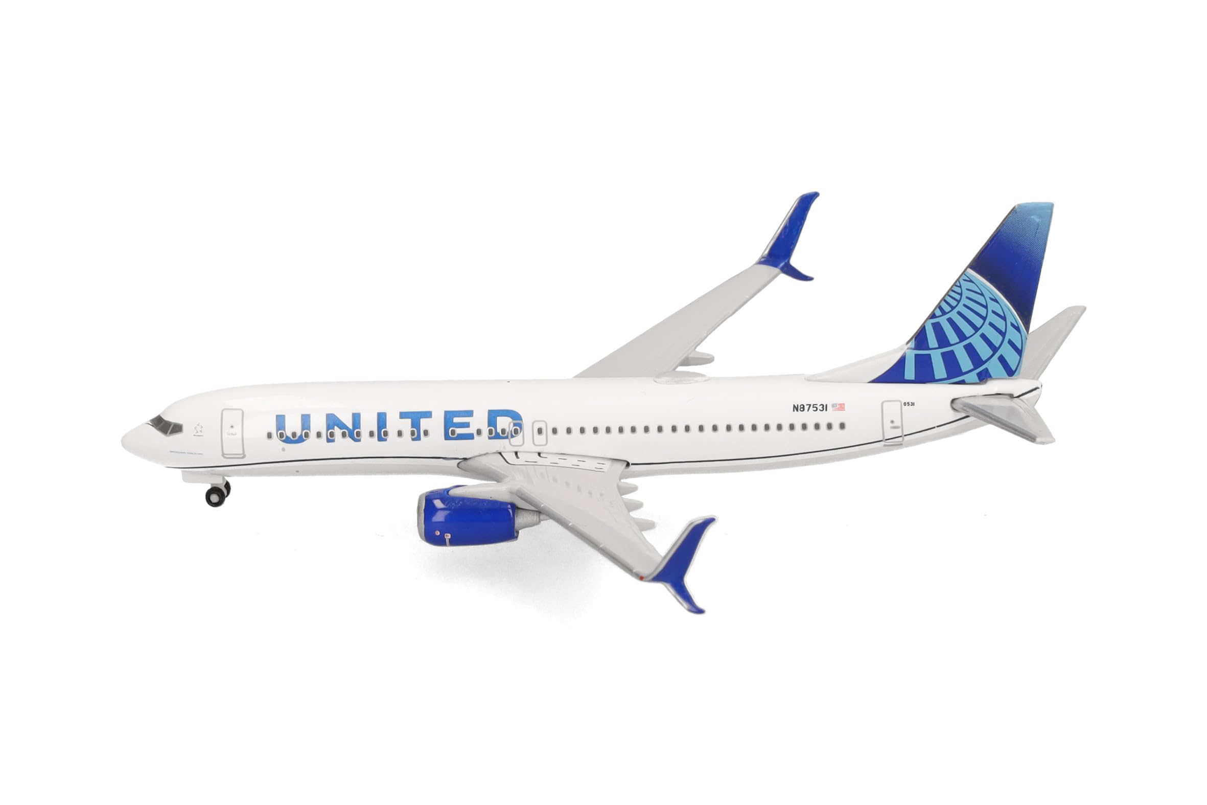 Herpa Modellino aereo United Airlines Boeing 737-800, miniatura scala 1:500, pezzo da collezione, modello senza supporto, metallo