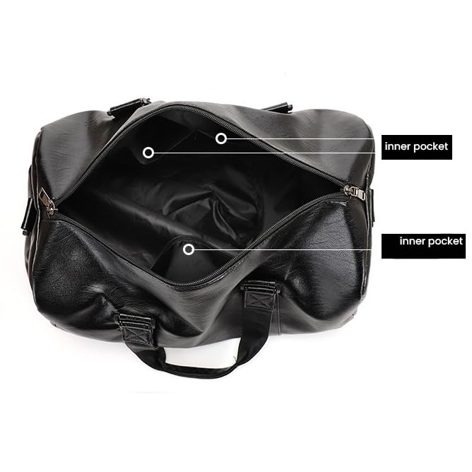FUNSEED Gym Duffle Bag for Women and Men, Weekender Travel Overnight PU Carry-on Luggage (Large)4