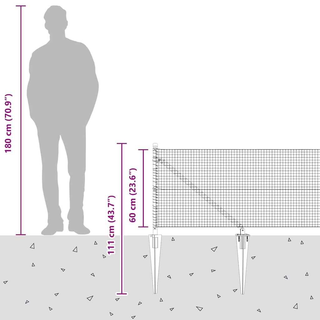 vidaXL Recinzione in rete saldata con punte 10 x 0,6 m Verde Rete