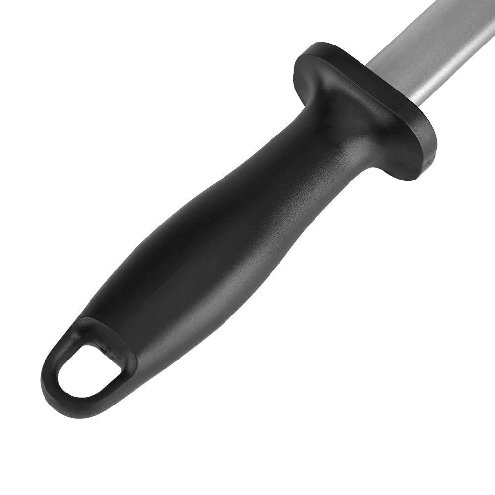 Rifle de afilar diamante grano 30 cm, afilador de cuchillos de acero de 600 granos afilador de cuchillos diamante palo afilador con mango para cocina y caza