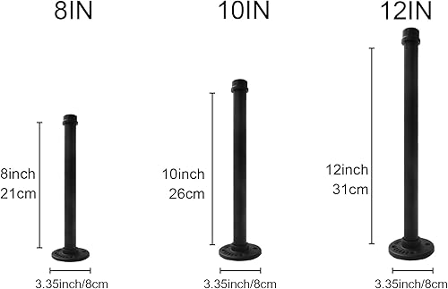 Miniatura 2 de HOEMLIM Soporte para estante, paquete de 4 soportes flotantes rústicos montados en la pared, estantería industrial de tubería resistente para madera