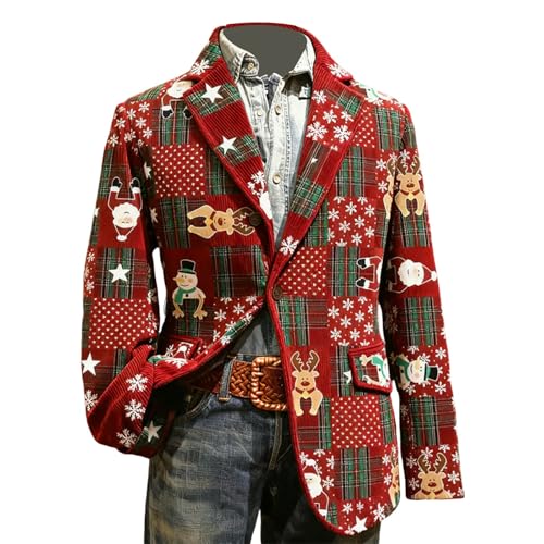 Generisch Blazer de Cordón para Hombre de Navidad con Motivo