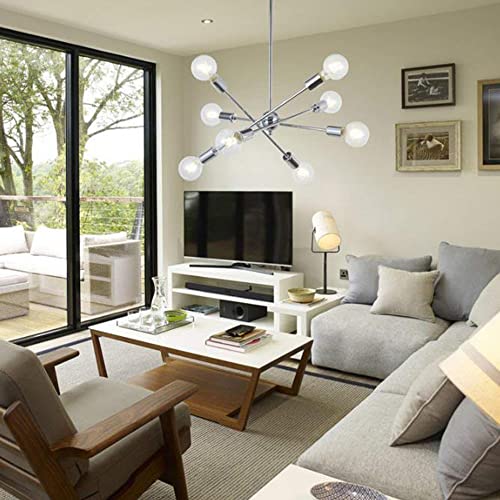Lámpara Sputnik de 8 luces cromada moderna para techo de salón y dormitorio 2
