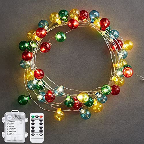Lichterkette Innen Batterie Lichterkette Kugeln Led Lichterkette mit Batterie Bunt Mini Klein 50 Lichterketten Batteriebetrieben Fernbedienung Timer für Außen & Innen Schlafzimmer Weihnachtsbaum Deko Cover