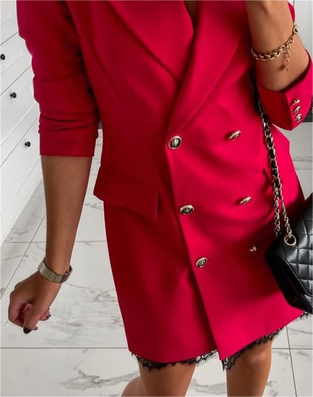Robe de Blazer en Brise de Femmes Tournette Courte Blazer Robe de Bureau pour Femmes Travail en Dentelle