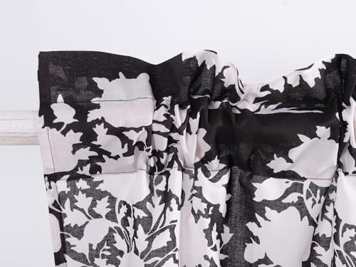Image of Ravaiyaa - Attitude is everything Hand Printed Half Window Kitchen Curtain 100% Cotton Short Drapery Valance Curtain 40 inch X 18 inch Inch (Black White Tree)