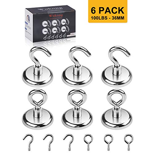 Ganchos Magnéticos,Imanes con Gancho,neodimio ganchos magnéticos 36mm,imanes ultra potentes ganchos de Ganchos magnéticos de y muy robusto,Pared para los Accesorios de Cocina Almacenamiento, 6 Piezas