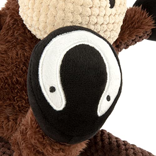 Image of goDog Checkers Skinny Horse Squeaky Plush Dog Toy, Chew Guard Technology - Brown, Small