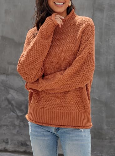 Image of Dokotoo Womens 2026 Winter Fall Solid Turtleneck High Neck Balloon Long Sleeve Sweaters Pullover Outerwear
