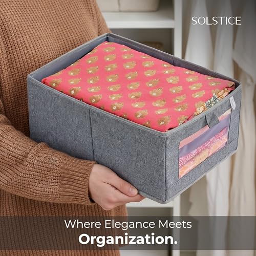 Image of SOLSTICE Premium Wardrobe Organizer Box | Pack of 2 - Foldable Closet Storage for Clothes & Accessories (40x27x17 cm) (Polyester)
