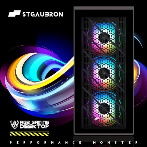 Image of STGAubron Gaming PC Computer Desktop, Radeon RX 560 4G, Intel Core I3-10105F 3.7 up to 4.4G, 16G DDR4, 512G SSD, 600M WiFi, BT 5.0, RGB Fan x 4, RGB Mouse Pad, Windows 11 Home