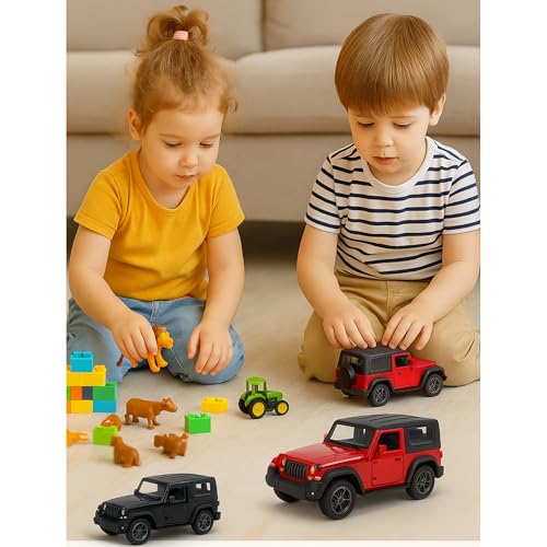 Image of Mahindra Thar Die-Cast Metal Toy Car (1:32 Scale) - Black | SUV Miniature Model with Light, Music & Pull Back Action for Kids