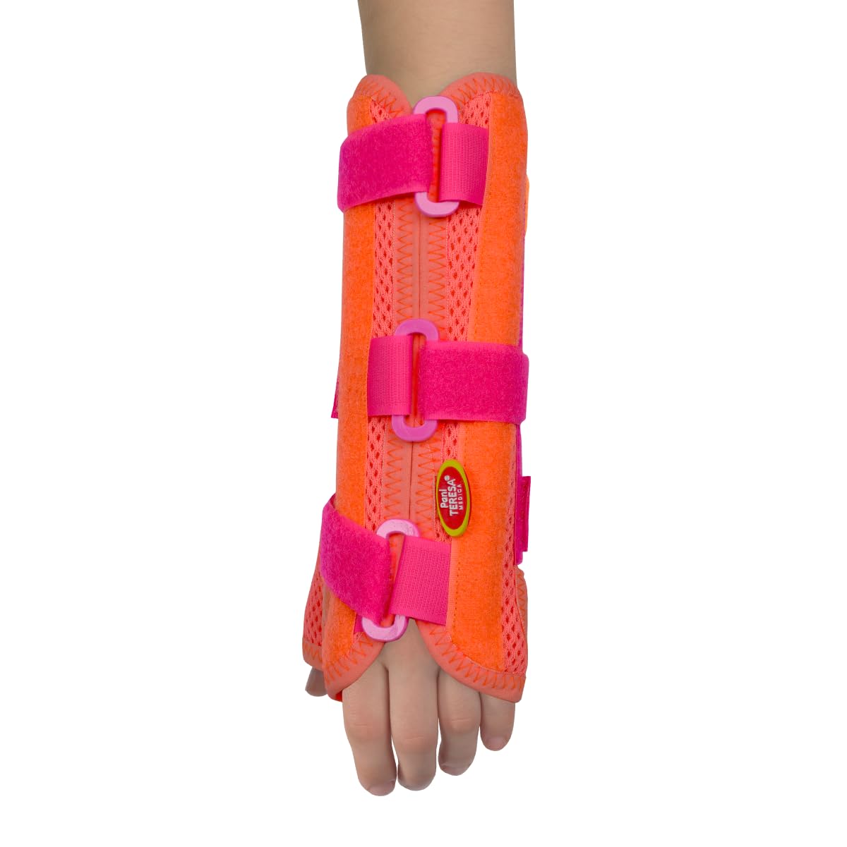 Tutore Polso 2in1 Ortopedico Universale Regolabile Destro Sinistro Bambini e Adolescenti Bendaggio Per Polso Con Pollice 11-14 cm Corallo