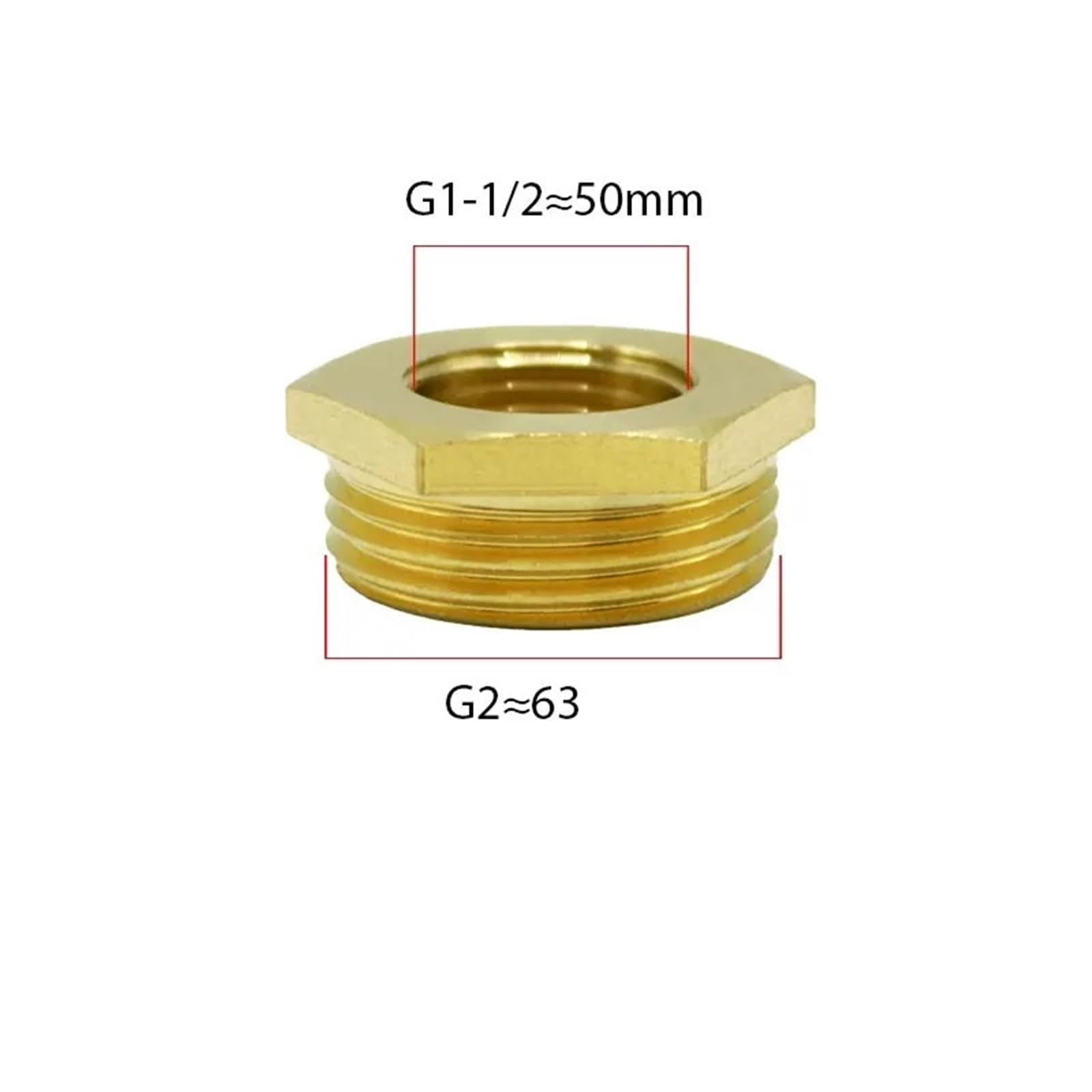Boccola Di Riduzione In Ottone 5PCS 1/8 "1/4" 3/8 "1/2" 1 "2" Diametro interno esterno Filettatura maschio a femmina Connettori for tubi in ottone Accoppiatore Adattatore Raccordo comune(G2 to G1.5)