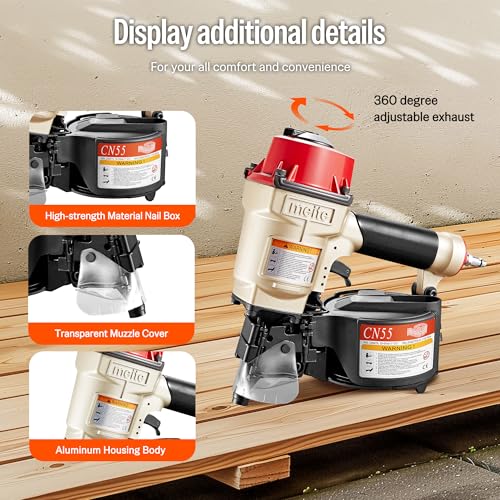 Meite CN55 Pneumatic Coil Siding Nailer 15 Degree 1-Inch To 2-1/4-Inch Industrial Coil Nailer thumb #6