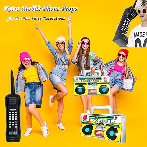 Image of 5 Pieces Inflatable Radio Boombox Inflatable Mobile Phone,Retro Mobile Phone for 80's 90's Party Decorations,Hip Hop Costume,Birthday Theme Party Photo