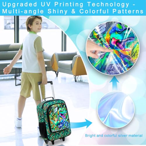 UFNDC Kids Luggage for Boys, Dinosuar Rolling Suicase with Wheels，Travel Carry on for Children Toddler Elementary3