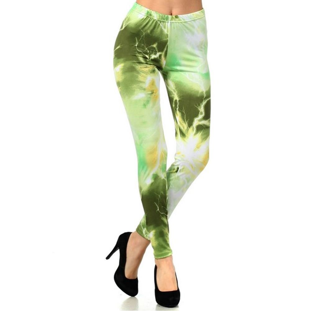Lady's Chemistry Electrifying Energy in Olive Printed Legging, One Size