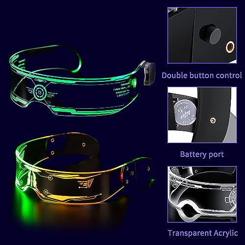 DAZZTIME Occhiali LED 2 Pezzi,Cyberpunk