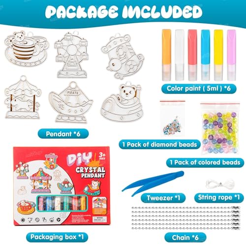 Image of Zest 4 Toyz Crystal Pendant Making Set DIY | Jewellery Making Materials kit | Craft Kit for Pendant Decoration with 6 Colors Paint Tubes and Beads | Creative Fun Activity Birthday Gift for Girls age 8 9 10 11