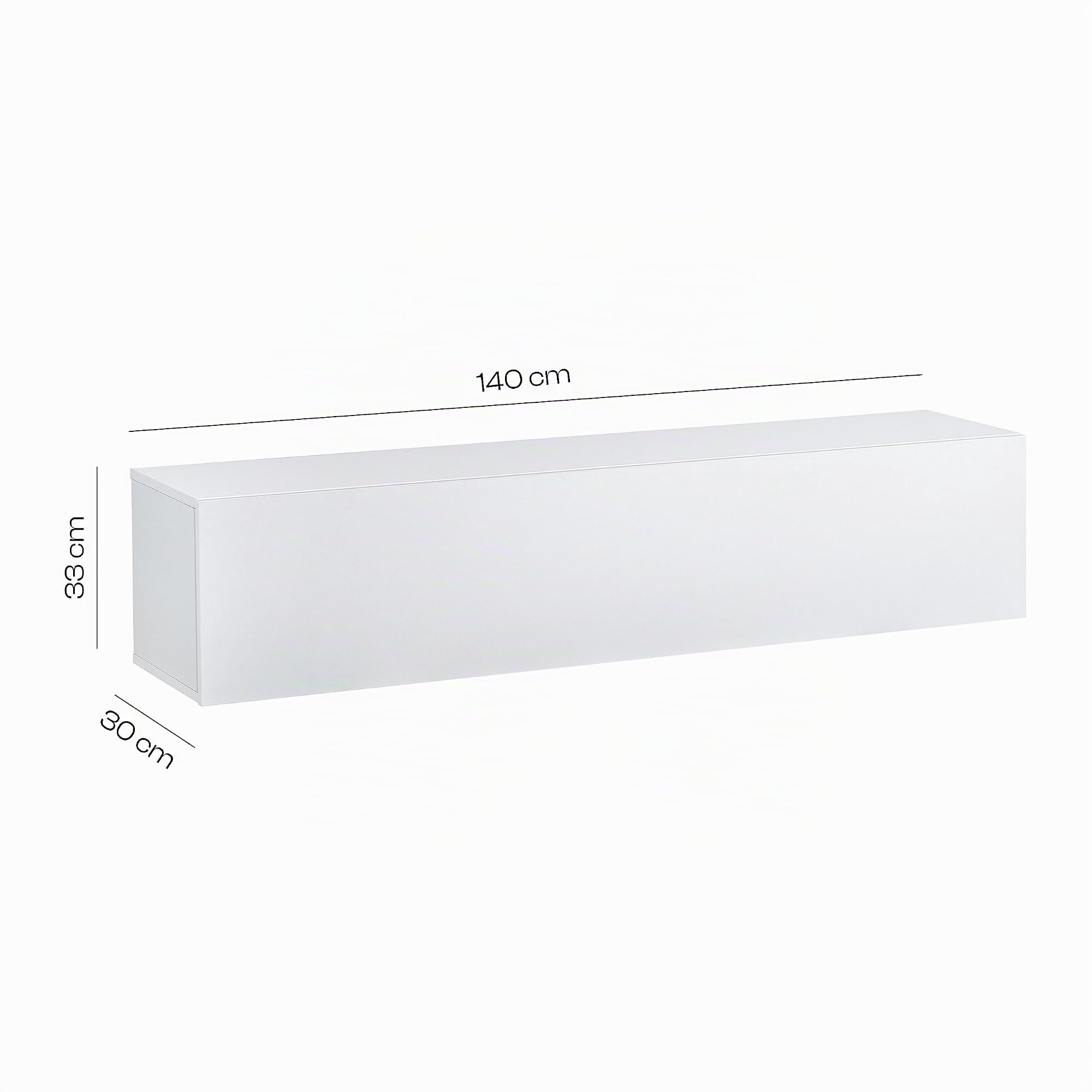 Baroni Home Mueble TV de Pared con 3 Cajones, Orificio para Cables de MDF, Mueble TV Consola para Dormitorio, Salón, Cocina, Blanco, 140x33x30 cm