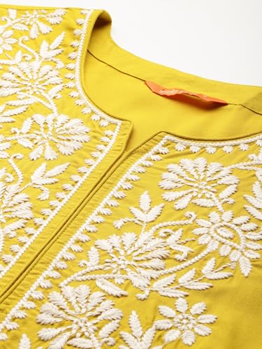 Image of INDO ERA Womens Straight Embroidered Chikankari Kurta