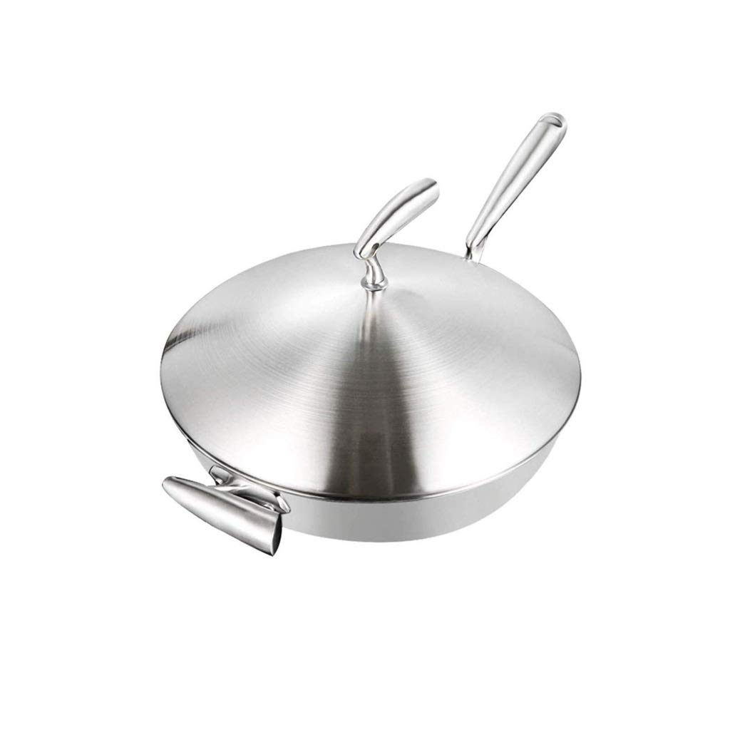 YNIYUJKL Stainless Steel Wok,Hard-Anodized Aluminum Wok With Lid, Nonstick Stir Fry Pan, Stainless Steel Handle