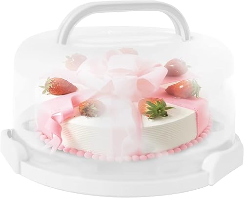 Miniatura 2 de KALINCO Porta pasteles con tapa y asa, 2 juegos de recipientes de almacenamiento de pasteles (10 + 8 pulgadas), adecuado para transporte de