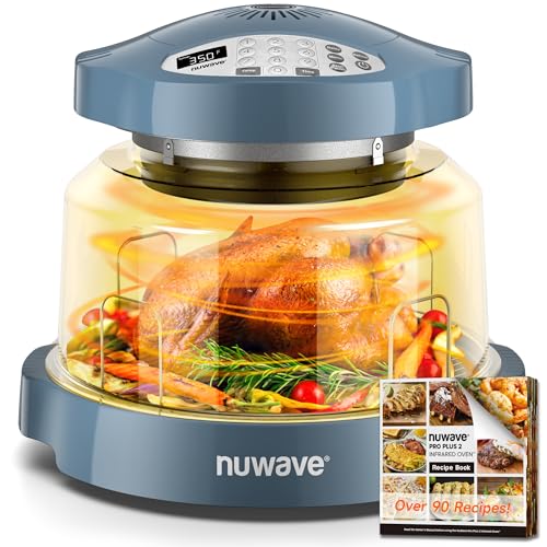 Nuwave Oven Pro Plus Air Fryer, Infra-Red Countertop, 2025 Advanced Convection, No Defrosting or Preheating, Cook Fresh or Frozen, Durable Power Dome, 100 Presets & 50 Memory, PFAS Free, Cozy Blue