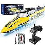 RC Boat-AlphaRev R208 20+ MPH Fast Remote Control Boat with LED Light for Pools and Lakes, 2.4GHz RC Boats with Rechargeable Battery for Adults and Kids
