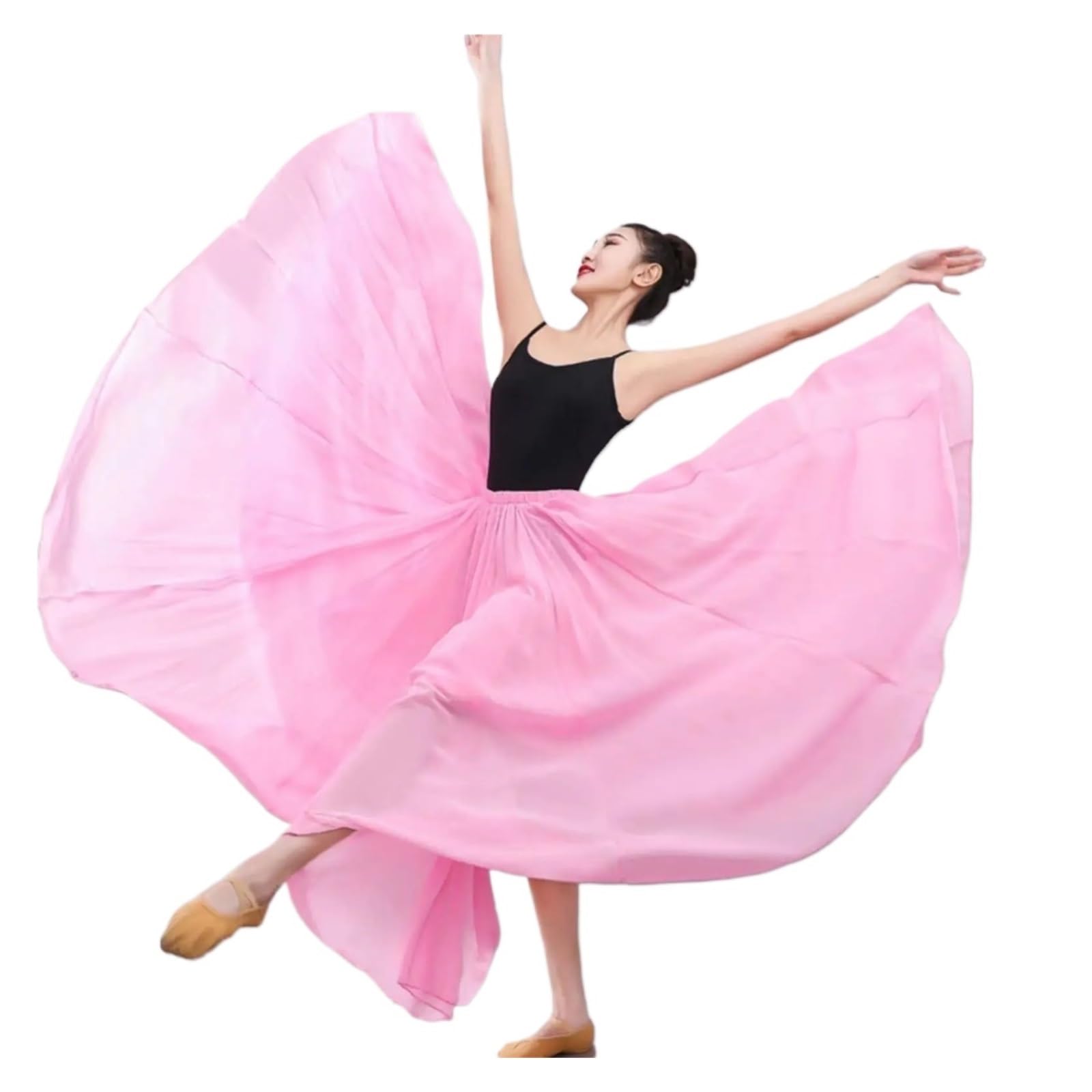 Swing Dancing Skirt Falda Larga for Mujer, Vestido de Danza del Vientre, de Gasa, for Ballet, con Gran Movimiento, Falda de 720 Grados, Disfraz de Baile(Pink 360 Degree,80cm)