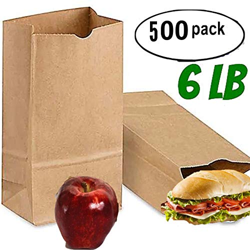 Pizety 06 Recycled Kraft Paper Bags 6 Lb 500 Brown Paper Lunch Bags 6 Lb Brown Paper Sacks Lunch Sandwich Brown Paper Bags 6 Pound Lunch Bags thumb #2