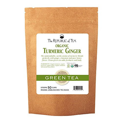 The Republic Of Tea Organic Turmeric Ginger Green Tea, 50 Tea Bags, Gourmet Green Tea And Turmeric Tea