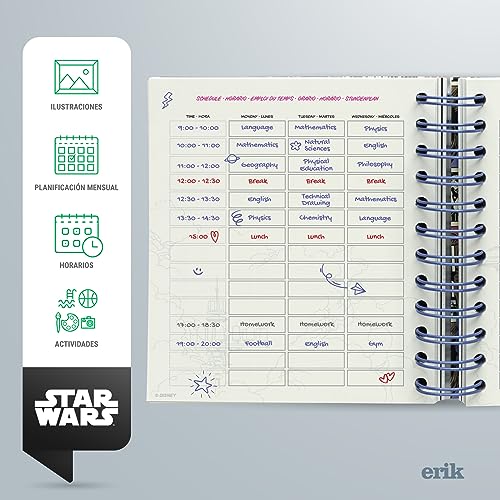 Miniatura 3 de Grupo Erik Agenda Escolar 2023 2024 Star Wars - Agenda 2023 2024 Día Por Página Agenda Diaria Ilustraciones - Vuelta Al Cole Material Escolar - Agenda Star Wars