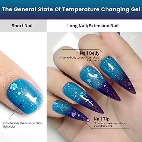 Ytd Likomey Color Changing Gel Nail Polish,15Ml Deep Blue Turquoise Glitter Mood Temperature Change Colors Thermal Uv Nail Gel Polish, Salon Home Diy Manicure #TOP2
